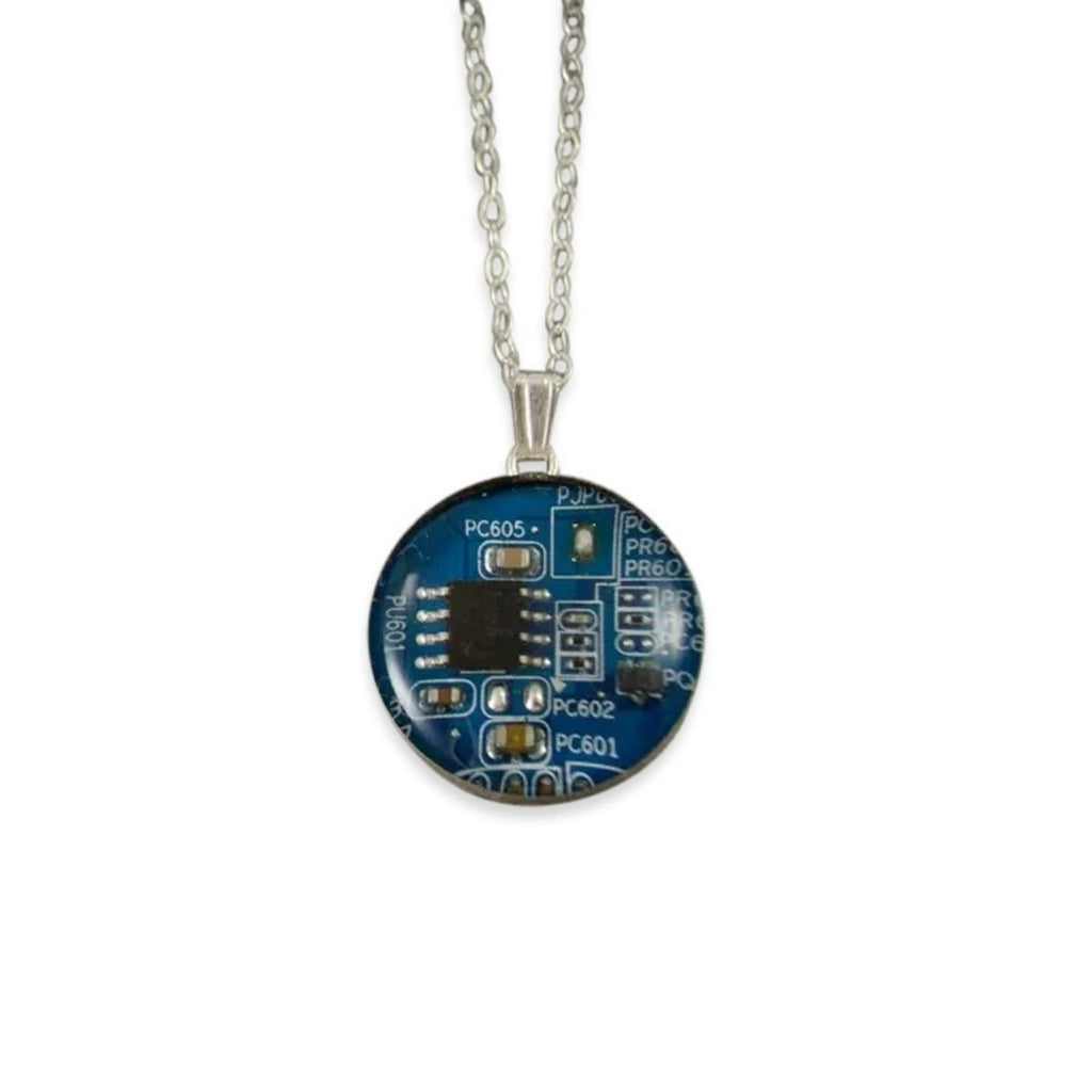 Blue Circuit Board Necklace